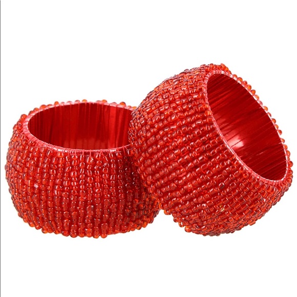 Handmade napkin rings in Indian red - Set of 8 - Picture 6 of 6